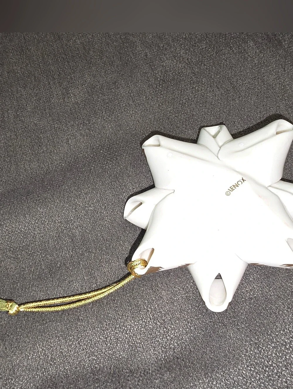 Lenox All Wrapped Up White and Gold Ribbon Bow Ornament